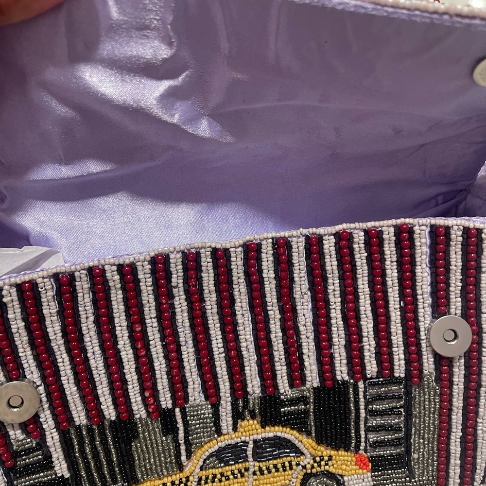 TAXI STRIPE BEADED BAG! New - Picture 4 of 5